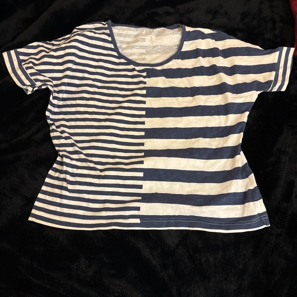 Striped Navy and White T-Shirt